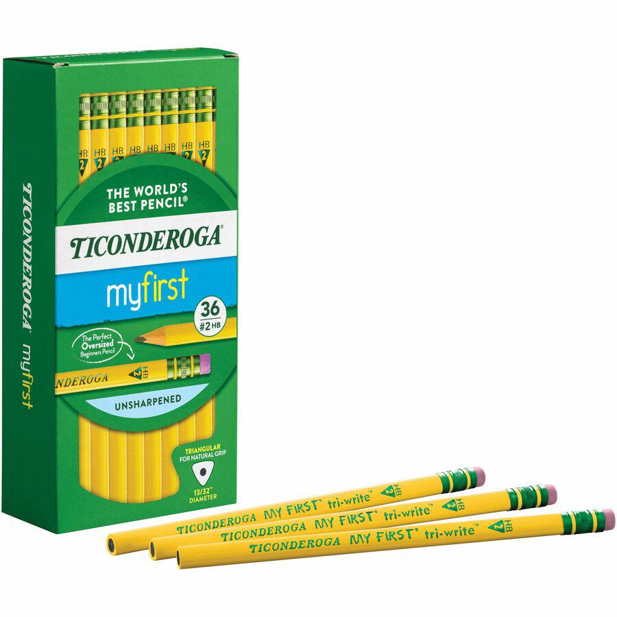 Ticonderoga My First Tri-Write No. 2 Pencils - #2 Lead - Yellow Barrel - 36 / Box. Picture 8