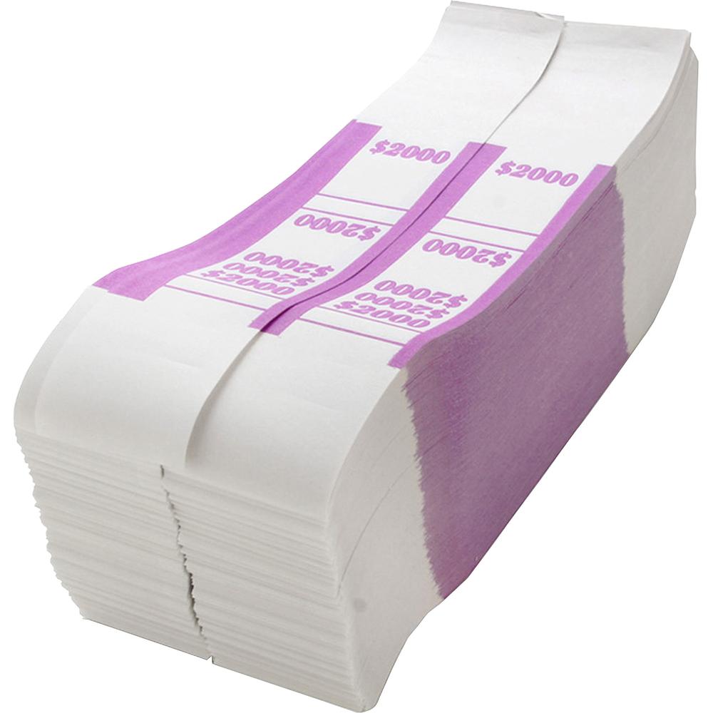 Sparco White Kraft ABA Bill Straps - 1000 Wrap(s)Total $2,000 in $20 Denomination - Kraft - Violet - 1000 / Pack. Picture 2
