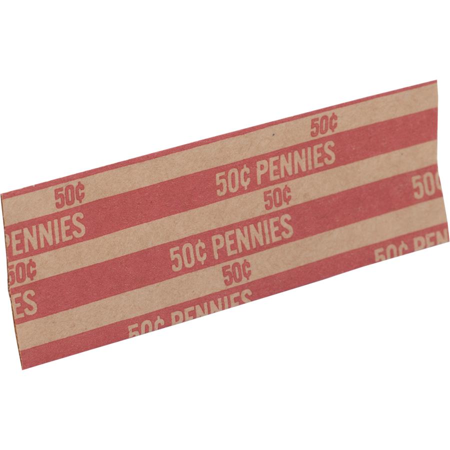 Sparco Flat Coin Wrappers - 1000 Wrap(s)Total $0.50 in 50 Coins of 1¢ Denomination - 60 lb Basis Weight - Kraft - Red - 1000 / Pack. Picture 5