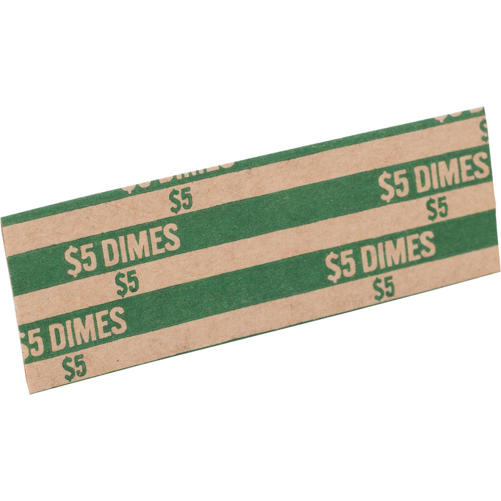 Sparco Flat Coin Wrappers - 1000 Wrap(s)Total $5.0 in 50 Coins of 10¢ Denomination - 60 lb Basis Weight - Kraft - Green - 1000 / Pack. Picture 2