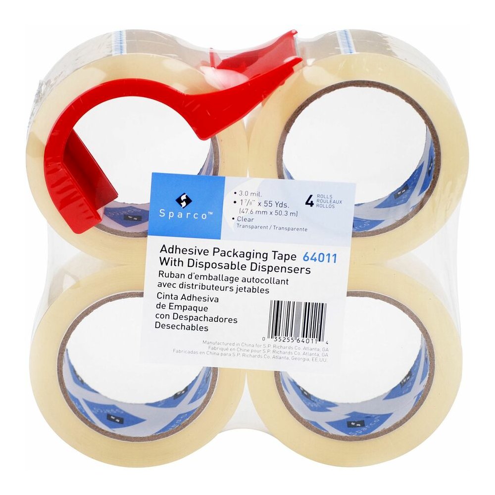 Sparco Heavy-duty Packaging Tape with Dispenser - 55 yd Length x 2" Width - 3" Core - Clear - 3 mil - Acrylic Backing - Dispenser Included - Tear Resistant, Split Resistant, Breakage Resistance - For . Picture 8
