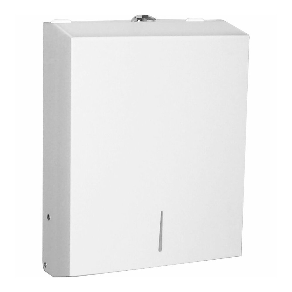 Genuine Joe C-Fold/Multi-fold Towel Dispenser Cabinet - C Fold, Multifold Dispenser - 13.5" Height x 11" Width x 4.3" Depth - Stainless Steel, Metal - White - Wall Mountable - 1 Each. Picture 4