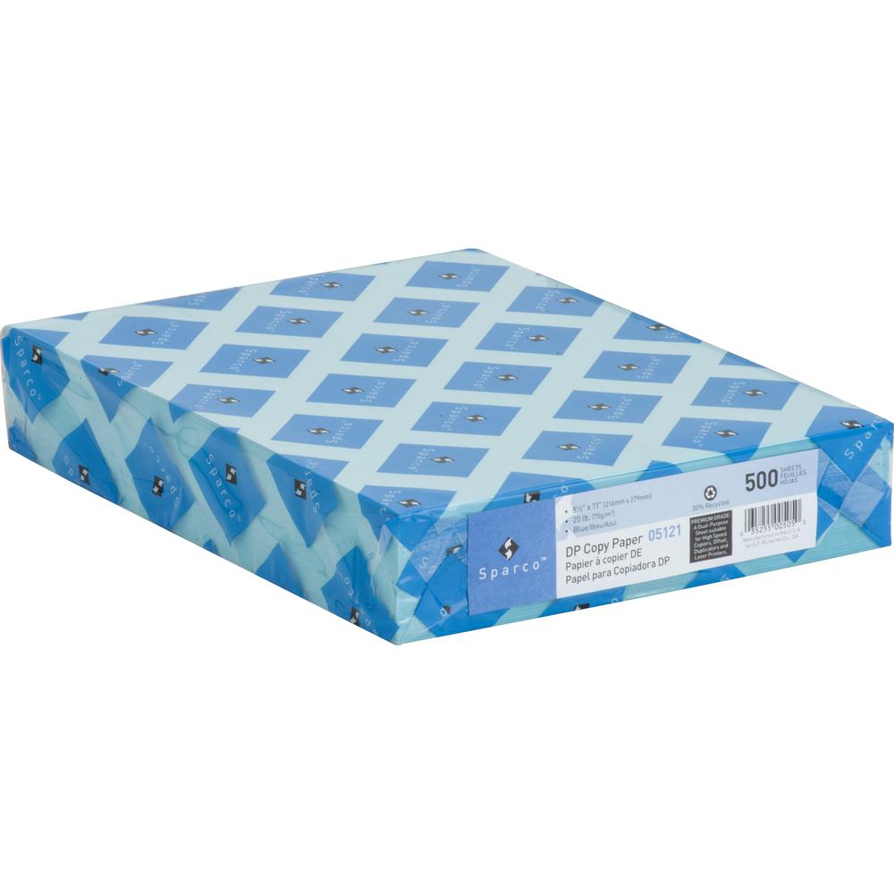 Sparco Premium Copy Paper - Blue - Letter - 8 1/2" x 11" - 20 lb Basis Weight - Sustainable Forestry Initiative (SFI) - Lint-free, Acid-free, Archival-safe - Blue - 500 / Ream. Picture 6