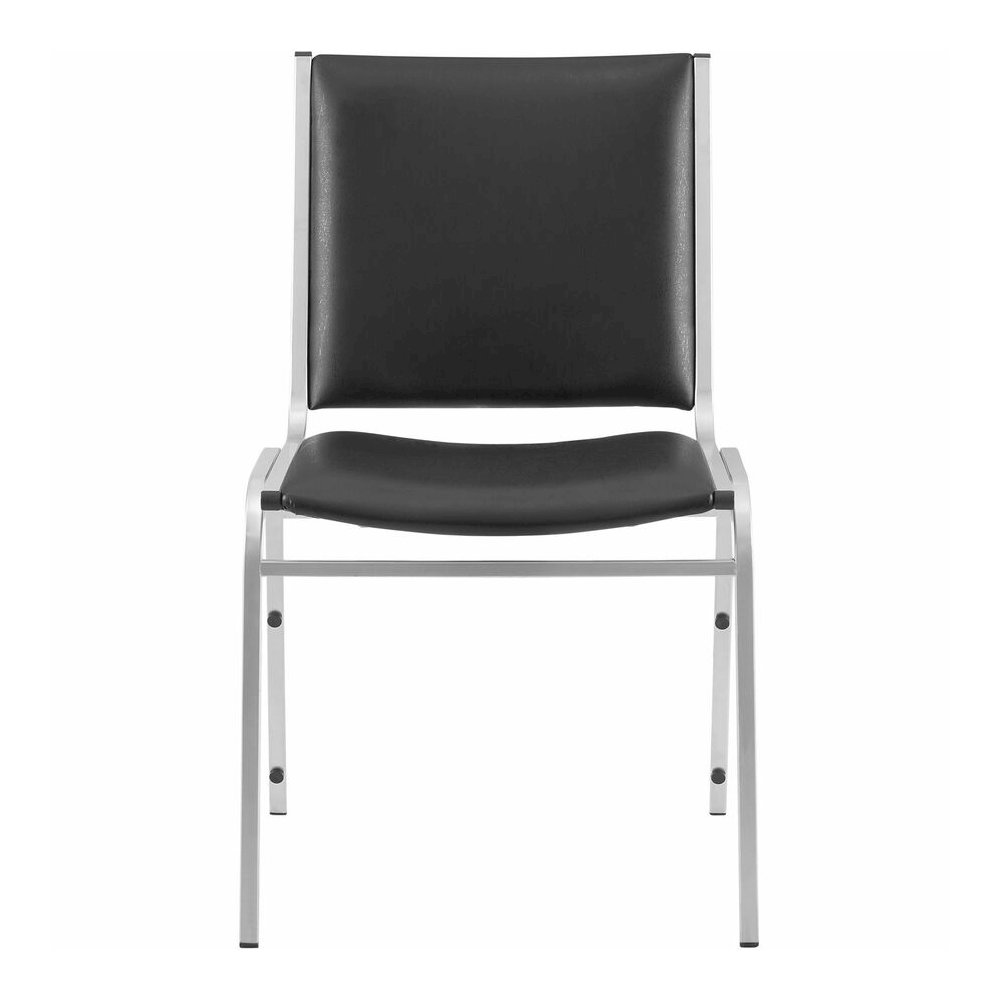 Lorell Stacking Chair Armless Black 4/box - Black Seat Color - Vinyl Seat Material - Vinyl Back Material - Steel Frame Material - Four-legged Base - Black - Steel, Vinyl - 4 / Carton. Picture 6