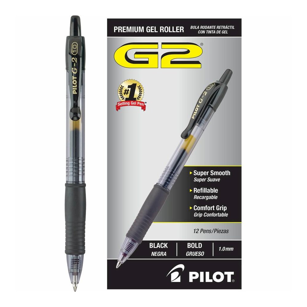 G2 Premium Gel Ink Retractable Pens - Refillable - Retractable - Black Ink - Gel-based - Black Barrel - 1 Dozen. Picture 6