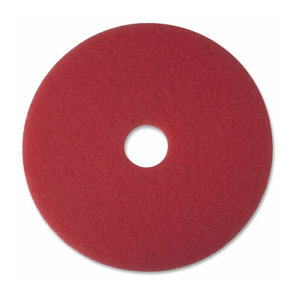 3M Red Buffer Pads - 20" Diameter - Polyester Fiber - Red - 5 / Carton. Picture 2