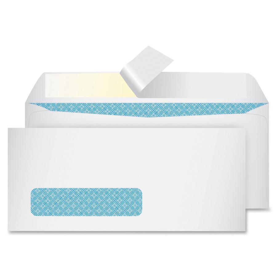 Quality Park No. 10 Window Security Tinted Envelopes with a Self-Seal Closure - Single Window - #10 - 4 1/8" Width x 9 1/2" Length - 24 lb - Self-sealing - White - Wove - 500 / Box. Picture 2