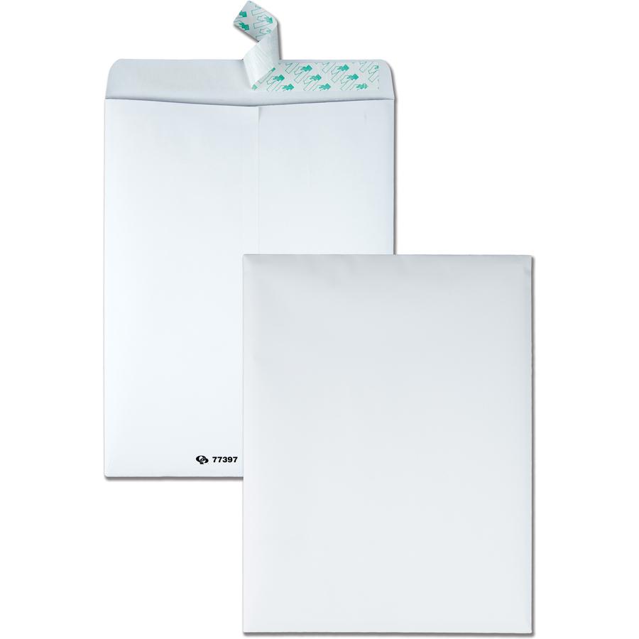 Quality Park 10 x 13 Tech-no-Tear Paper Out Catalog Envelopes with Self-Sealing Closure - Catalog - #13 1/2 - 10" Width x 13" Length - Self-sealing - Paper - 100 / Box - White. Picture 2