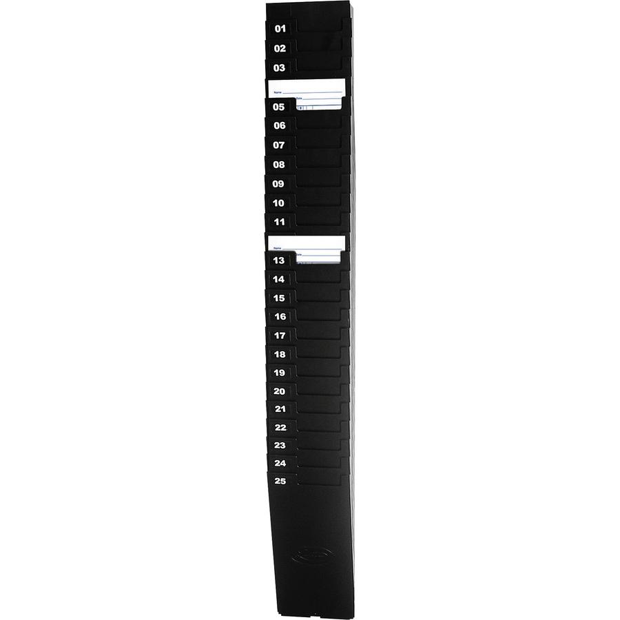 Lathem 25-Pocket Expandable Time Card Rack - 25 Pocket(s) - 33.5" Height x 4.5" Width x 2.3" Depth - Black - Plastic - 1 Each. Picture 2