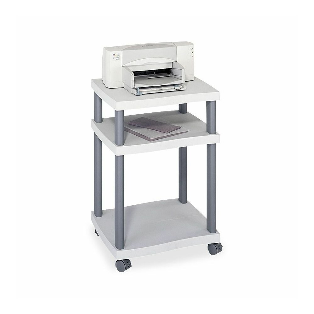 Safco Economy Desk Side Printer/Fax Stand - 100 lb Load Capacity - 2 x Shelf(ves) - 29.25" Height x 20" Width x 17.50" Depth - Floor - Plastic - Light Gray - Durable. Picture 2