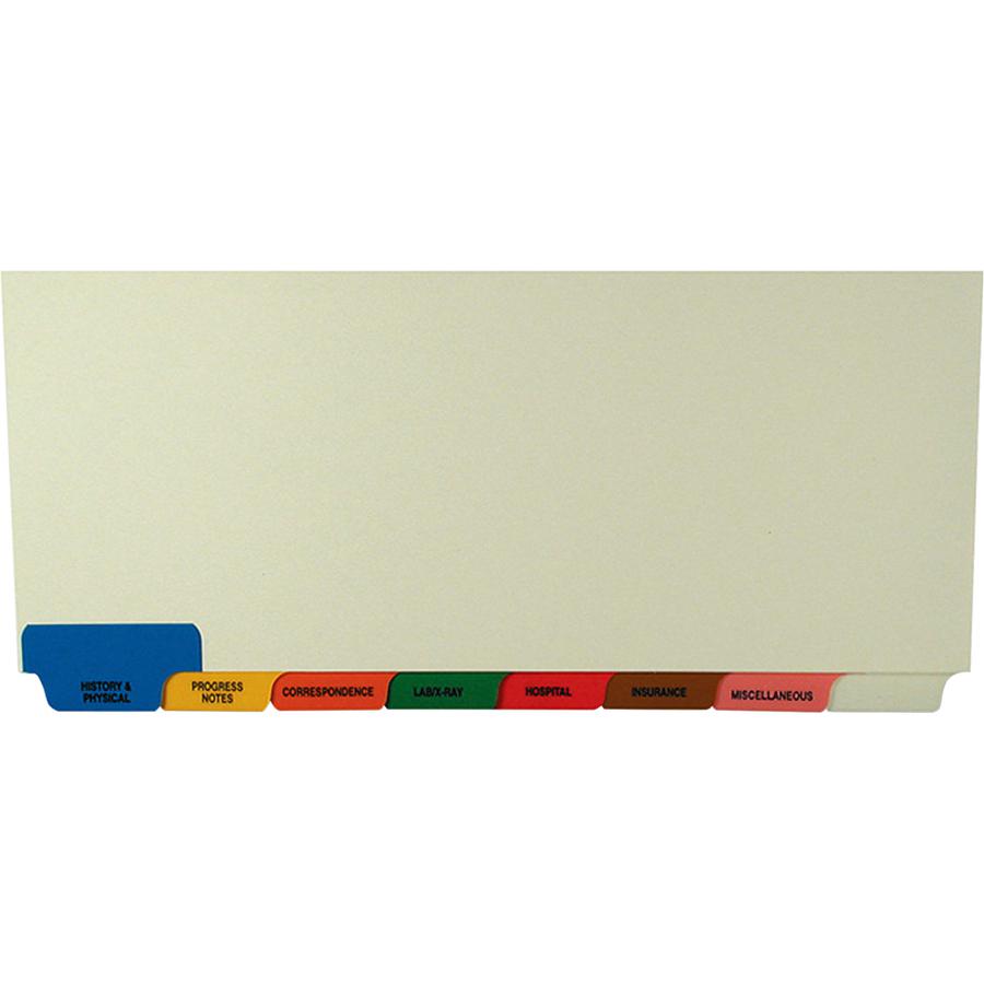 Tabbies 8-Bottom Tab Medical Chart Index Set - 8 Printed, Blank Tab(s) - Message - History & Physical, Progress Notes, Correspondence, Lab/X-Ray, Hospital, Insurance, Miscellaneous - 8.5" Divider Widt. Picture 2