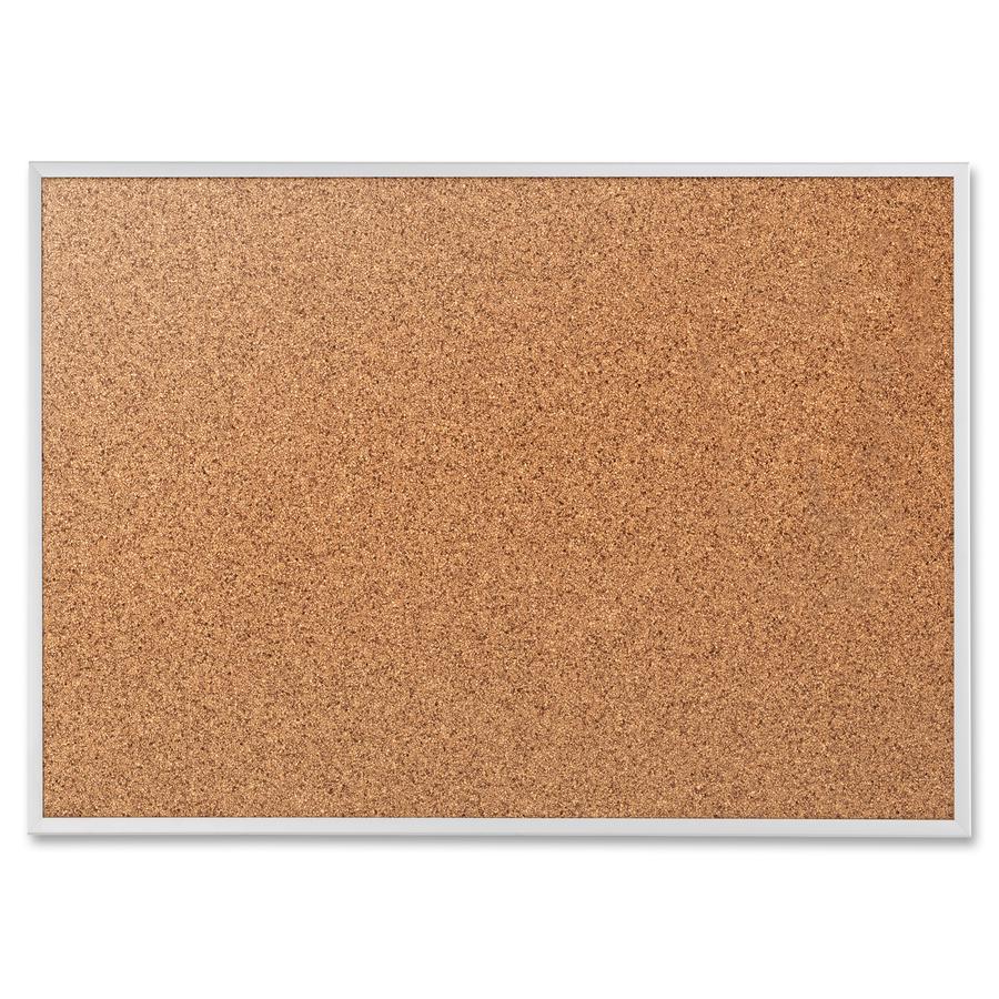 Quartet Classic Series Bulletin Board - 36" Height x 48" Width - Brown Natural Cork Surface - Heavy-gauge, Self-healing, Heavy Duty - Silver Aluminum Frame - 1 Each. Picture 5