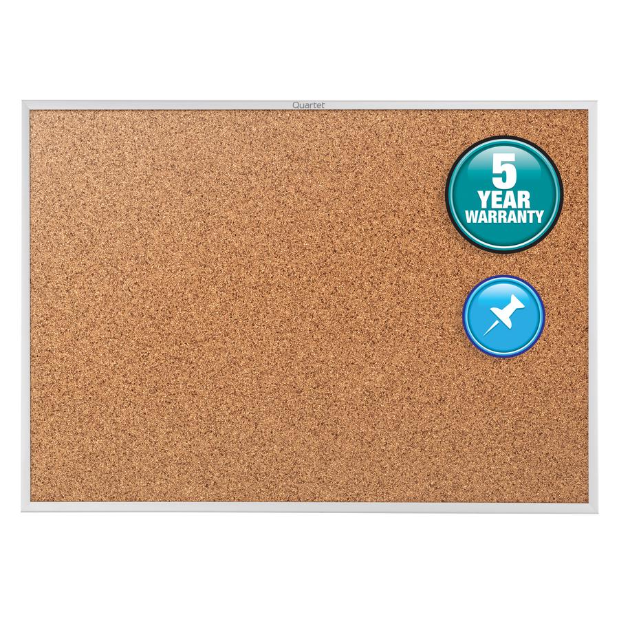Quartet Classic Series Bulletin Board - 48" Height x 72" Width - Brown Natural Cork Surface - Heavy-gauge, Self-healing, Heavy Duty - Silver Aluminum Frame - 1 Each. Picture 2