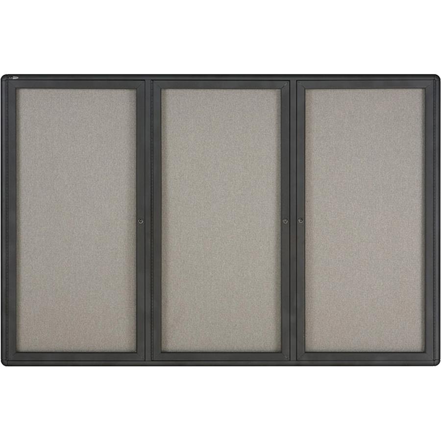 Quartet Enclosed Bulletin Board - 48" Height x 72" Width - Gray Fabric Surface - Hinged, Durable, Shatter Proof, Self-healing - Graphite Frame - 1 Each. Picture 2