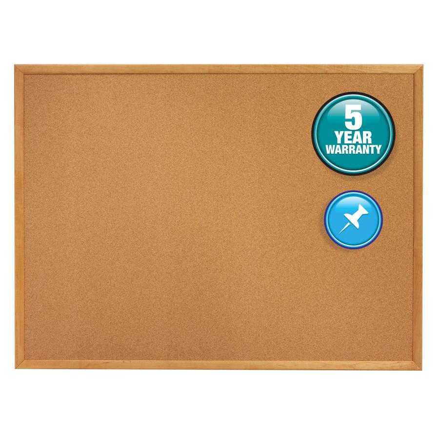 Quartet Classic Series Cork Bulletin Board - 24" Height x 36" Width - Brown Natural Cork Surface - Self-healing, Flexible, Durable - Oak Frame - 1 Each. Picture 10