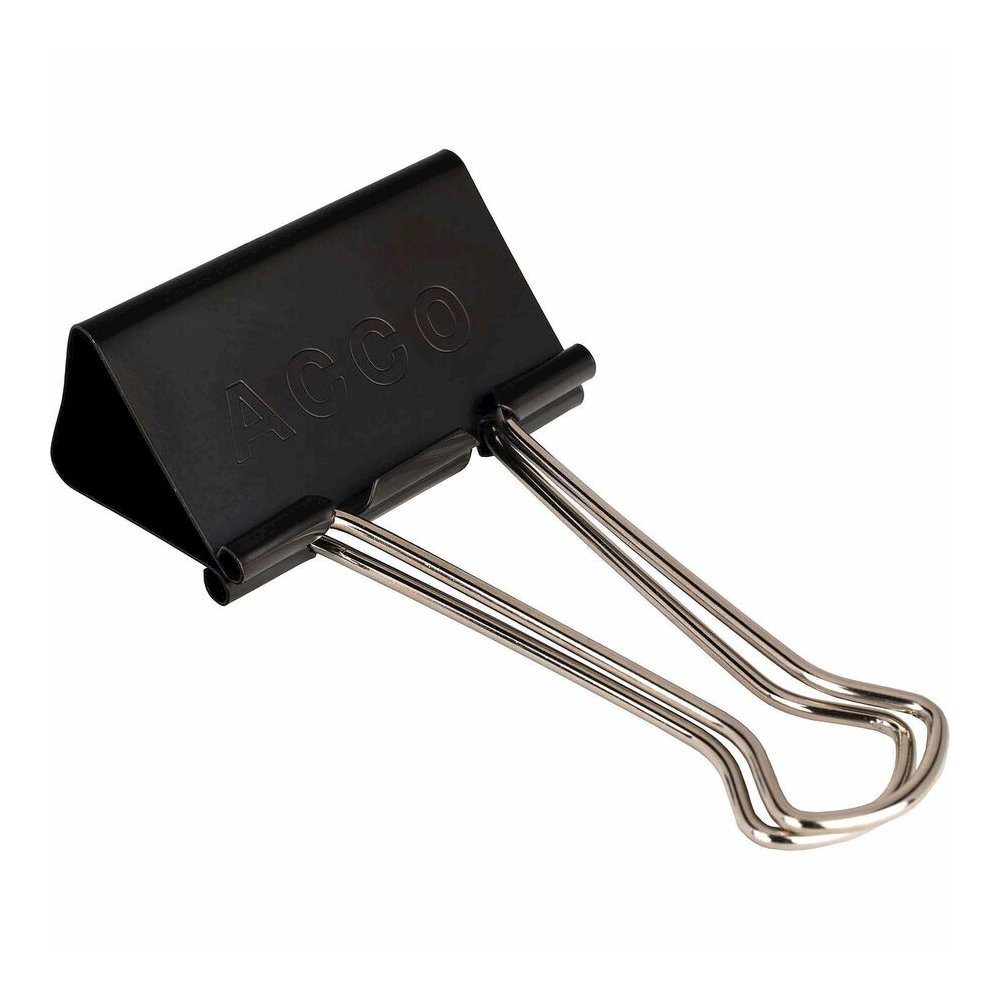 ACCO Large Foldback Binder Clips - Large - 2" Width - 1.06" Size Capacity - Reusable - Black - Plastic - 12 / Box. Picture 7