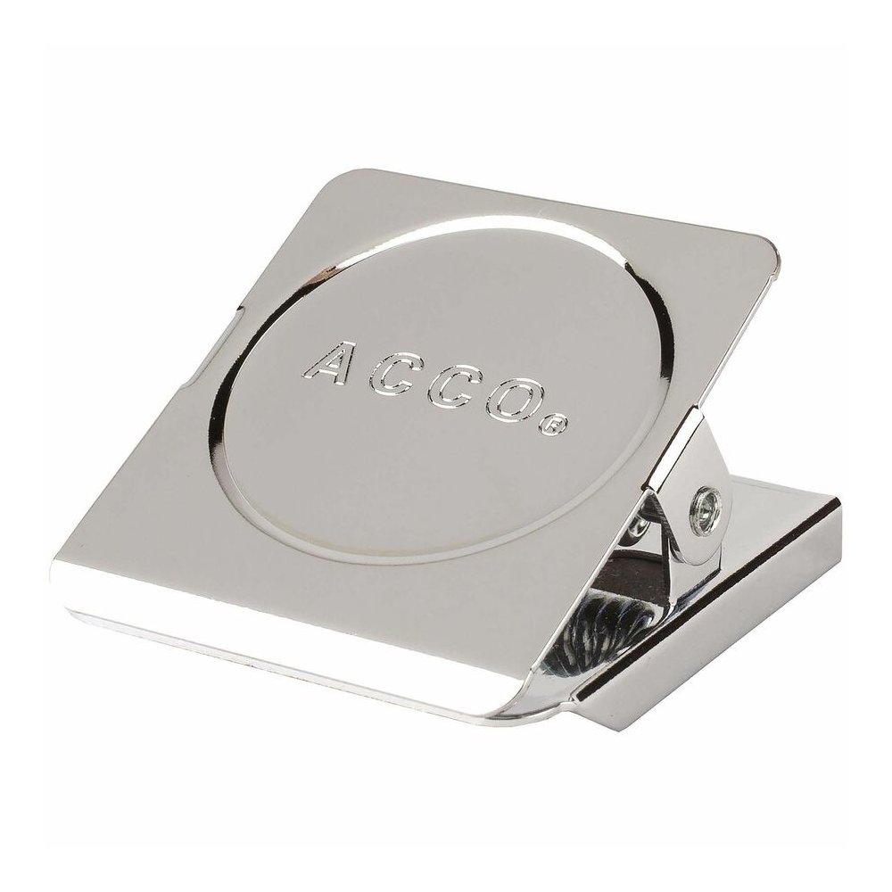 ACCO Square Magnetic Clip - Small - 1.5" Length - 0.88" Size Capacity - Magnetic, Rust Resistant - Silver - Metal, Chrome - 12 / Box. Picture 6