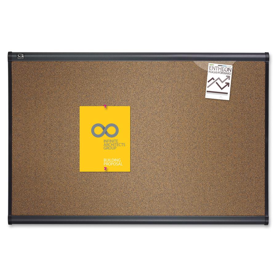 Quartet Prestige Bulletin Board - 24" Height x 36" Width - Brown Cork Surface - Self-healing, Durable - Graphite Frame - 1 Each. Picture 2