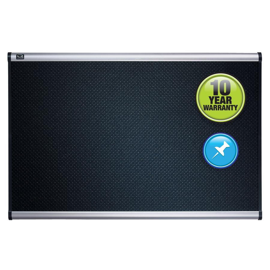 Quartet Prestige Embossed Bulletin Board - 24" Height x 36" Width - Black Foam Surface - Self-healing - Silver Aluminum Frame - 1 Each. Picture 3