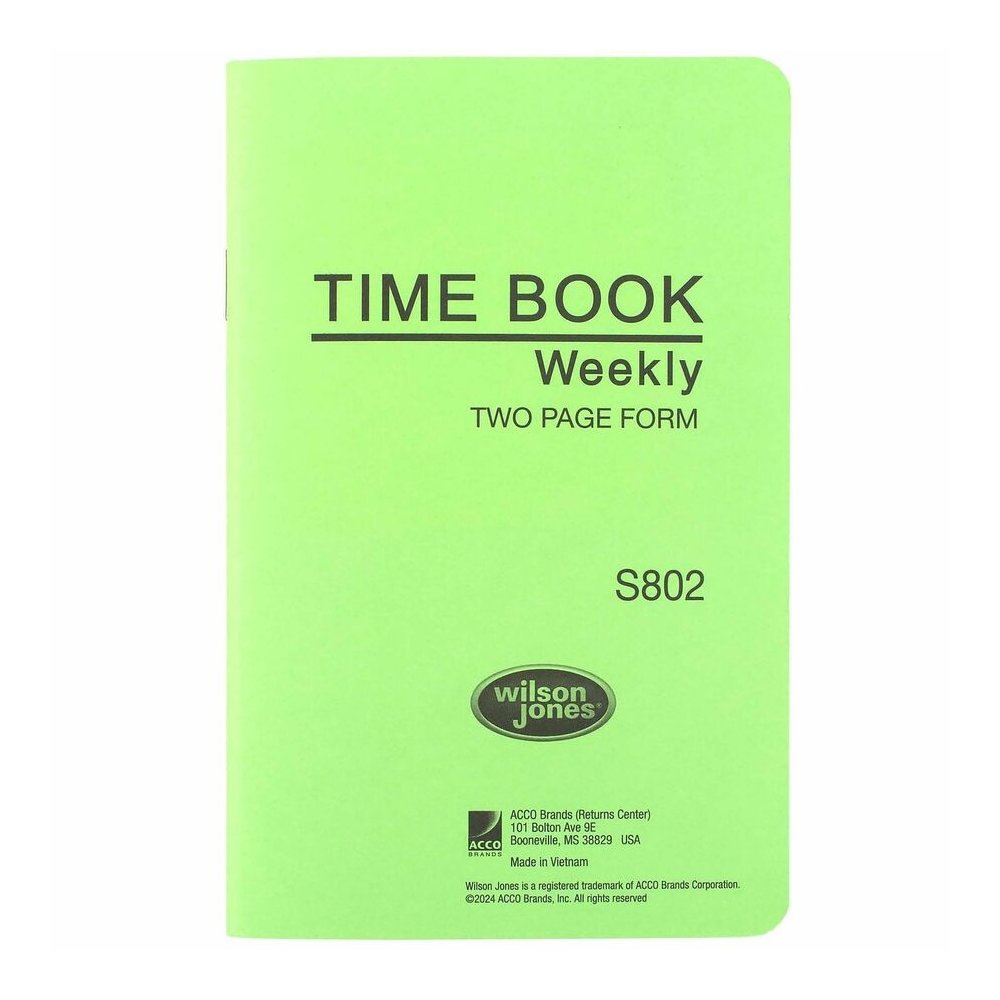 Wilson Jones Foreman's Time Book - Cloth Bound - 4.13" x 6.75" Sheet Size - White Sheet(s) - Green Cover - 1 Each. Picture 5