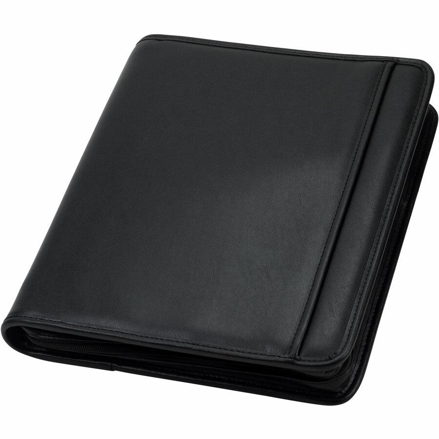 Samsill Letter Pad Folio - 8 1/2" x 11" - 3 Fastener(s) - 1" Fastener Capacity for Folder - 2 Exterior, Internal Pocket(s) - Vinyl, Metal - Black - 1 Each. Picture 2