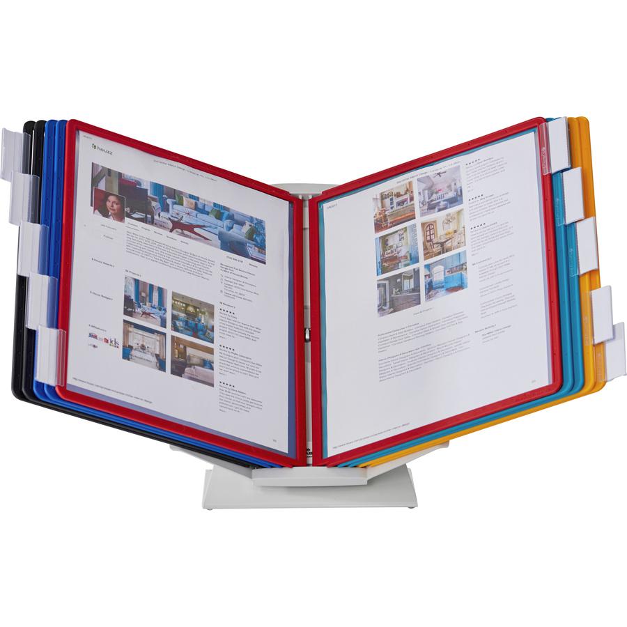 DURABLE&reg; VARIO&reg; Rotatable Desktop/Wall Mount Pro Reference Display System - Desktop or Wall Mountable - Rotating Landscape or Protrait - 10 Double Sided Panels - Assorted Colors. Picture 10