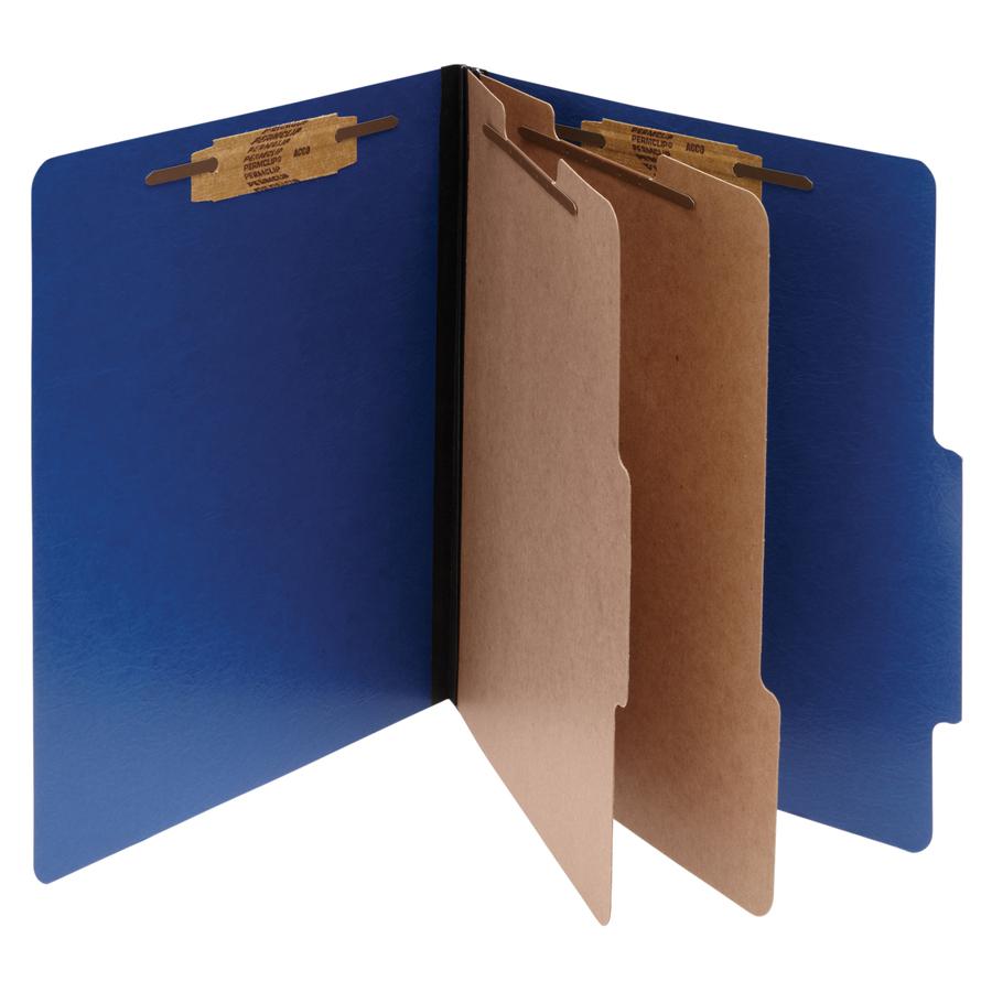 ACCO ColorLife Letter Classification Folder - 3" Folder Capacity - 8 1/2" x 11" - 6 Fastener(s) - 2 Divider(s) - Presstex, Tyvek, Acrylic - Dark Blue - 10 / Box. Picture 2