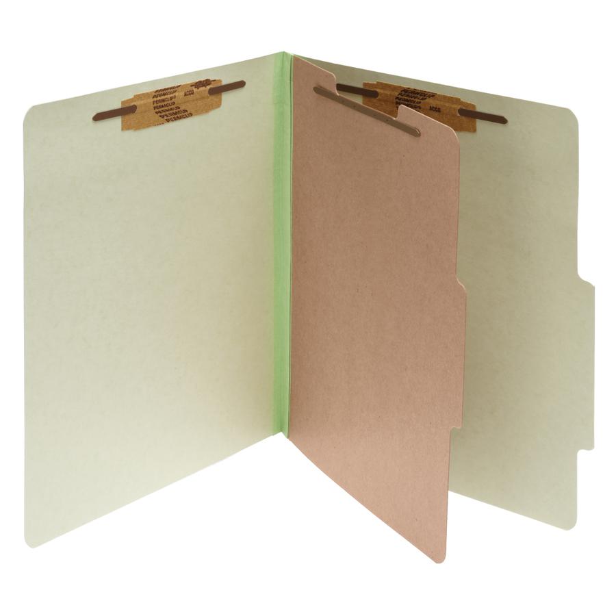 ACCO Legal Classification Folder - 2" Folder Capacity - 8 1/2" x 14" - 4 Fastener - 1" for Folder - 1 Divider - 4 pt. - Pressboard, Tyvek - Leaf Green - 10 / Box. Picture 2
