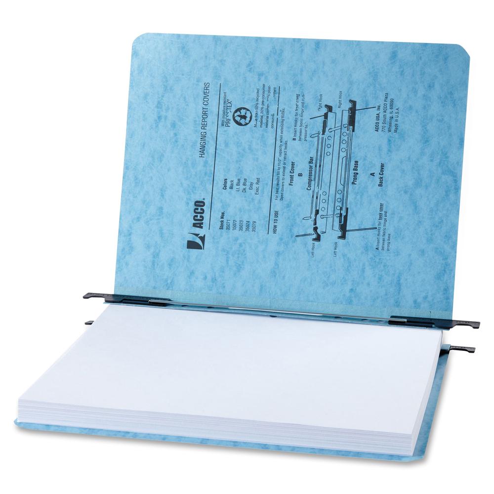 ACCO Presstex Letter Recycled Report Cover - 2" Folder Capacity - 8 1/2" x 11" - 20 pt. - Tyvek, Presstex - Light Blue - 60% Recycled - 5 / Pack. Picture 2