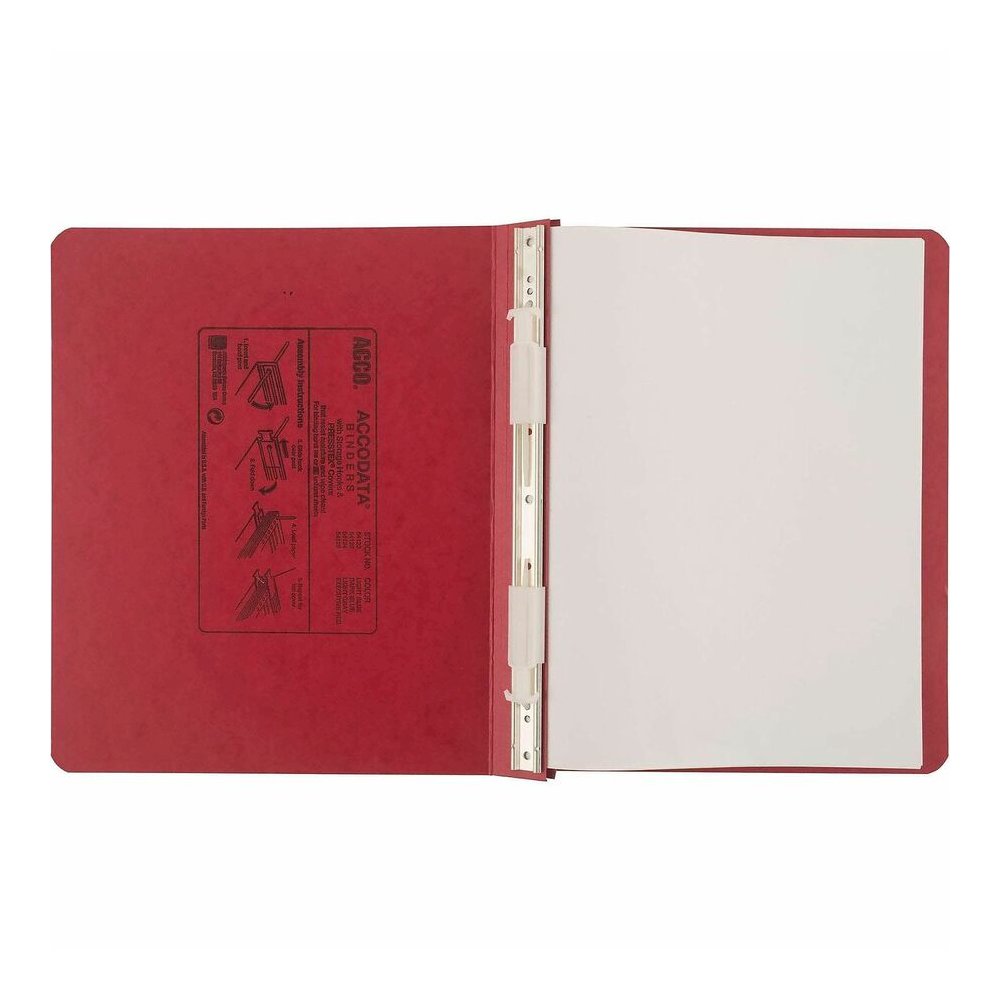 ACCO PRESSTEX Unburst Sheet Covers - 6" Binder Capacity - Letter - 8 1/2" x 11" Sheet Size - Executive Red - Recycled - Retractable Filing Hooks, Hanging System, Moisture Resistant, Water Resistant - . Picture 4