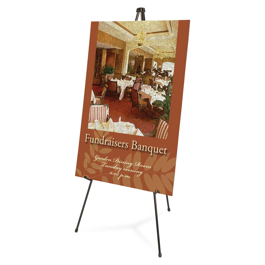 Quartet Heavy-Duty Instant Easel - Tripod Base - 10 lb Load Capacity - 63" Height - Steel, Metal - Black. Picture 2