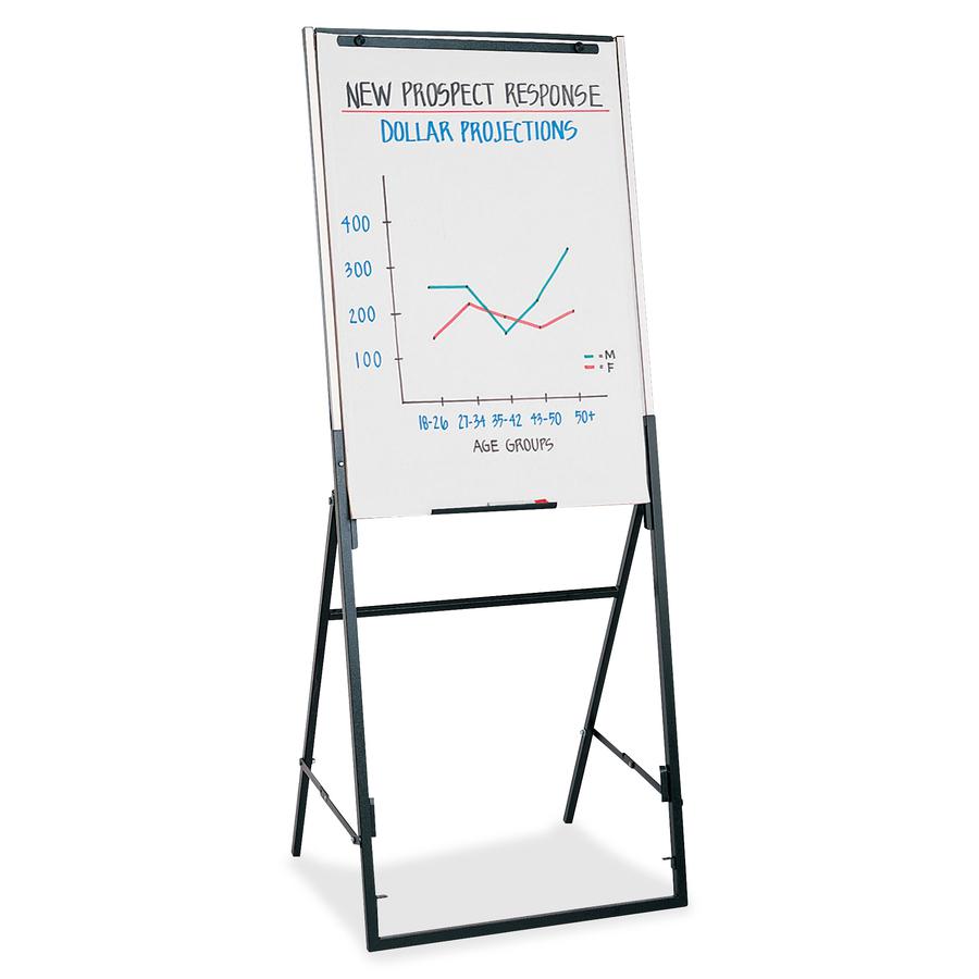 Quartet Futura Easel Whiteboard/Flip Chart - 26" (2.2 ft) Width x 35" (2.9 ft) Height - White Melamine Surface - Black Frame - Rectangle - 1 Each. Picture 3
