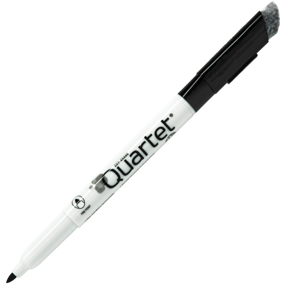 Quartet Classic Dry-Erase Markers with Eraser Cap - Fine Marker Point - Bullet Marker Point Style - Black - 1 Dozen. Picture 2