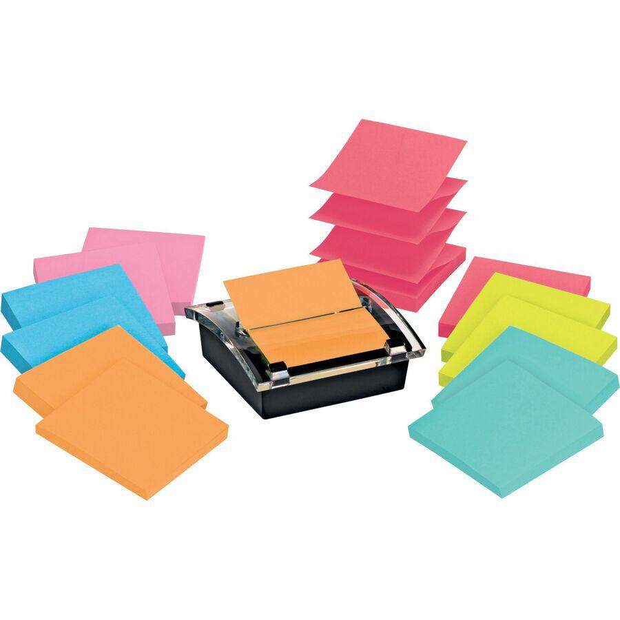 Post-it&reg; Super Sticky Dispenser Notes and Dispenser - 1080 - 3" x 3" - Square - 90 Sheets per Pad - Unruled - Blue, Orange, Green, Pink - Paper - Self-adhesive - 1 / Pack. Picture 11