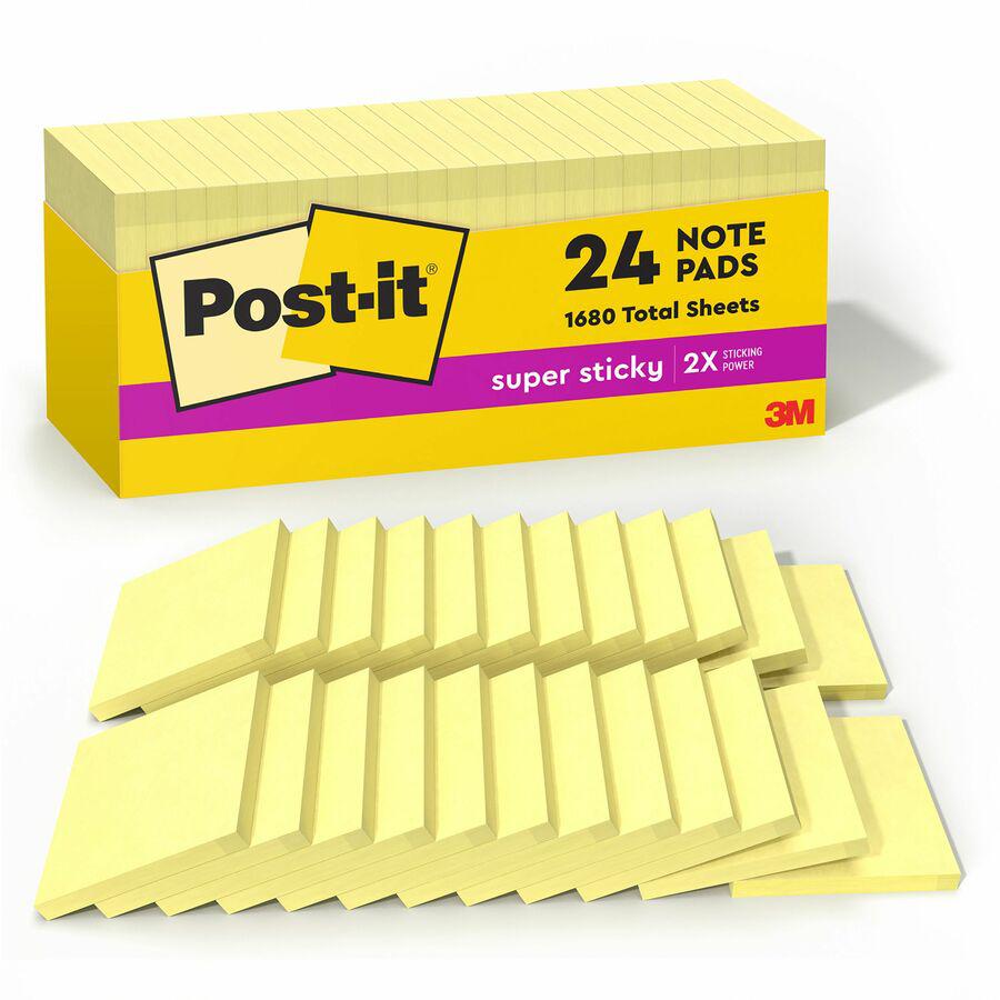 Post-it&reg; Super Sticky Notes - 1680 - 3" x 3" - Square - 70 Sheets per Pad - Unruled - Yellow - Paper - Self-adhesive, Repositionable - 24 / Pack. Picture 5