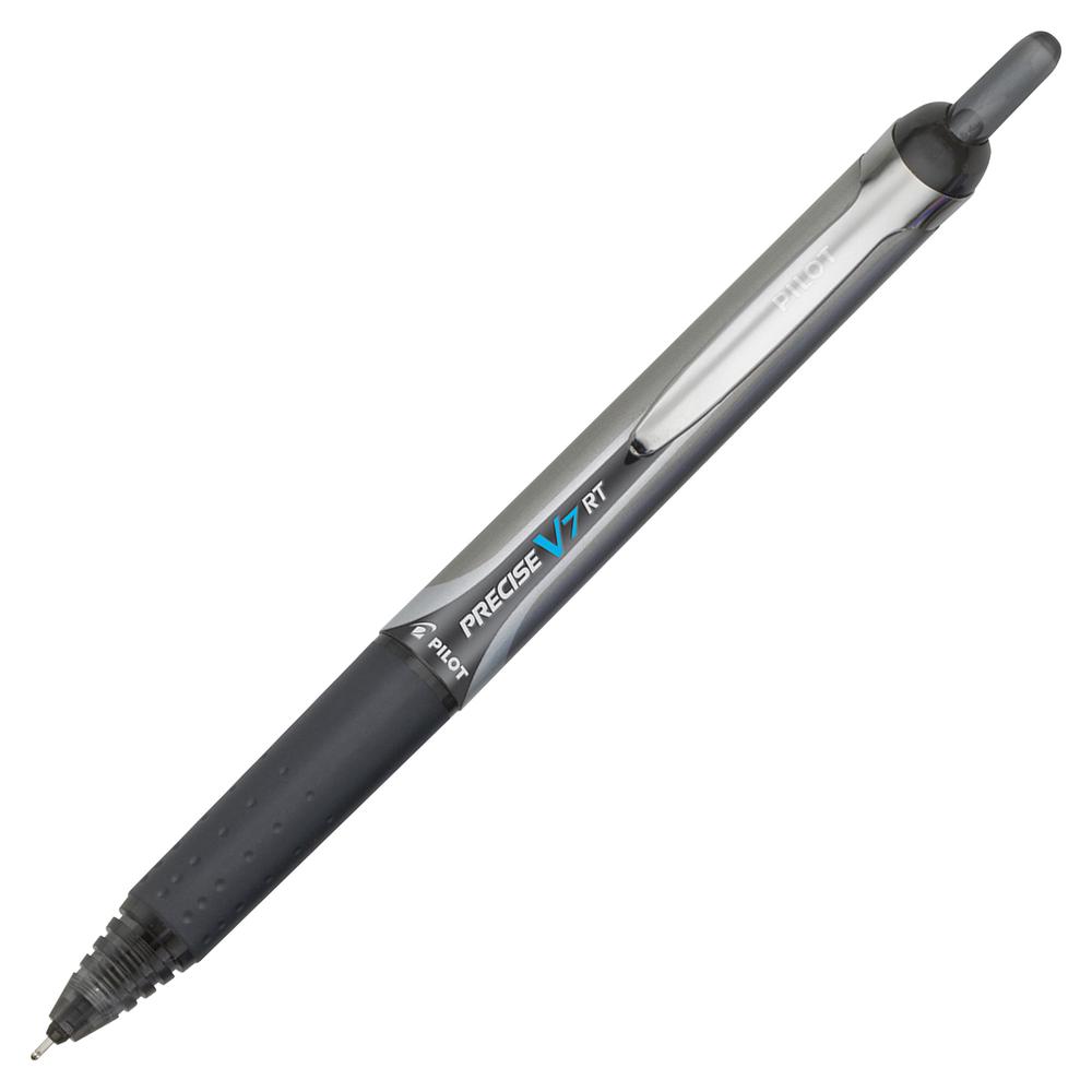 Pilot Precise V7 RT Fine Premium Retractable Rolling Ball Pens - Fine Pen Point - 0.7 mm Pen Point Size - Refillable - Retractable - Black Water Based Ink - Black Barrel - 1 Dozen. Picture 4