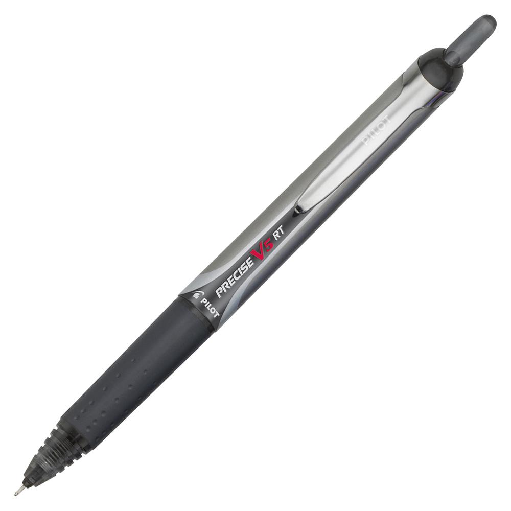Pilot Precise V5 RT Extra-Fine Premium Retractable Rolling Ball Pens - Extra Fine Pen Point - 0.5 mm Pen Point Size - Needle Pen Point Style - Refillable - Retractable - Black Water Based Ink - Black. Picture 4