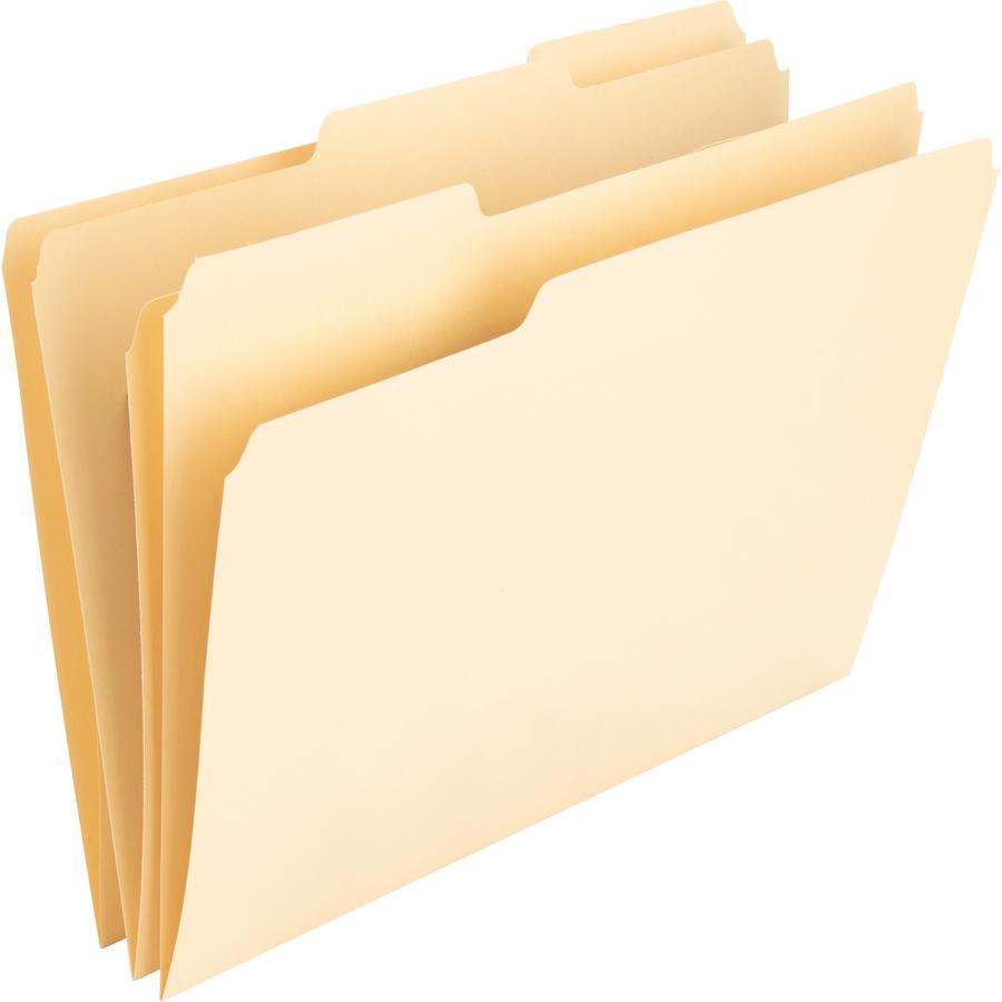 Nature Saver 1/3 Tab Cut Letter Recycled Top Tab File Folder - 8 1/2" x 11" - 3/4" Expansion - Top Tab Location - Assorted Position Tab Position - Manila - Manila - 100% Recycled - 100 / Box. Picture 2