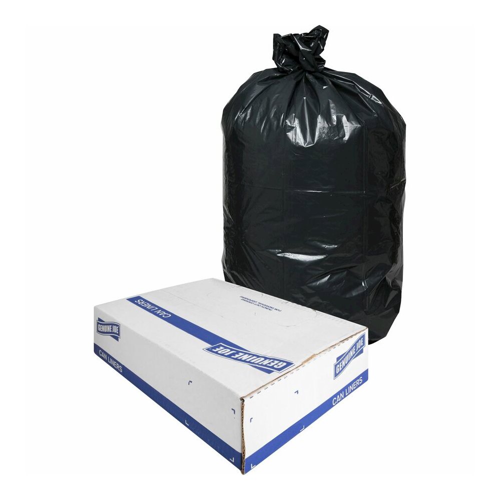 Genuine Joe Heavy-Duty Trash Can Liners - Medium Size - 30 gal Capacity - 36" Length x 30" Width x 1.50 mil (38 Micron) Thickness - Low Density - Black - 100/Box - 1 Carton. Picture 5