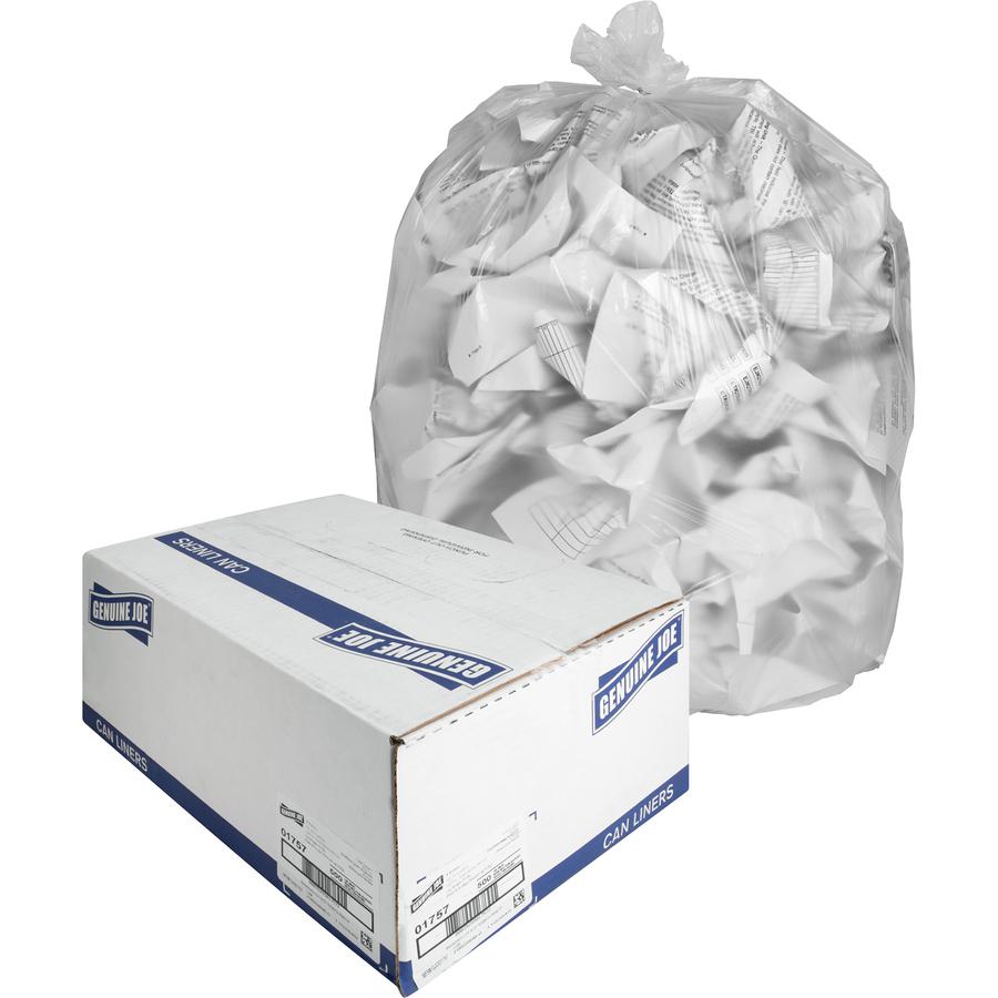 Genuine Joe High-Density Can Liners - Medium Size - 33 gal Capacity - 40" Length x 33" Width x 0.43 mil (11 Micron) Thickness - High Density - Clear - Resin - Office Waste, Industrial Trash - 25/Roll . Picture 11