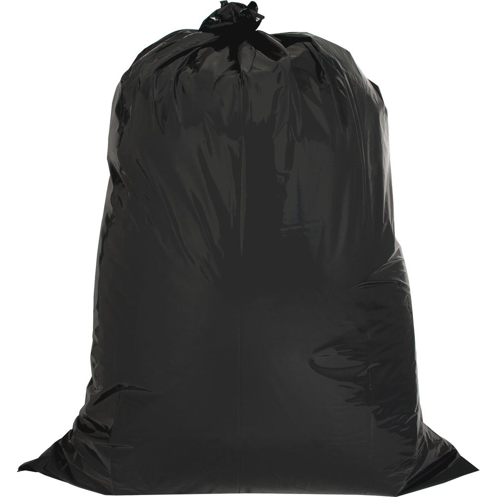 Genuine Joe Heavy Duty Contractor Bags - Large Size - 42 gal Capacity - 48" Length x 33" Width x 2.50 mil (63 Micron) Thickness - Low Density - Black - Kitchen - No - 20/Box - 1 Carton. Picture 2