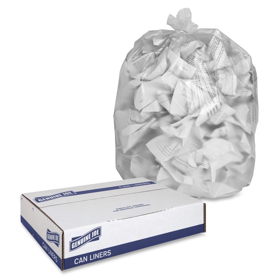 Genuine Joe High-density Can Liners - Extra Large Size - 56 gal Capacity - 48" Length x 43" Width x 0.63 mil (16 Micron) Thickness - High Density - Clear - Resin - Office Waste, Industrial Trash - 20/. Picture 5