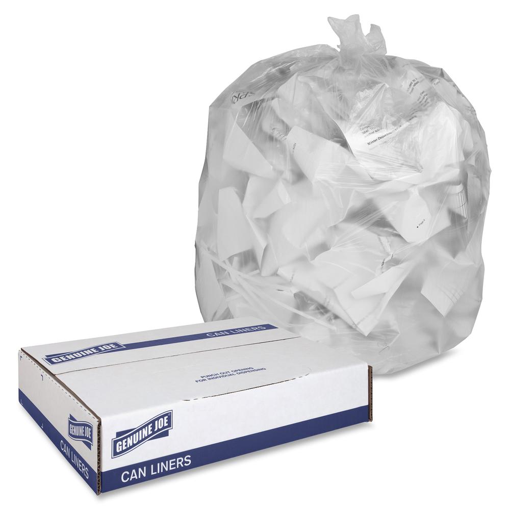 Genuine Joe Economy High-Density Can Liners - Small Size - 16 gal Capacity - 32" Length x 24" Width x 0.24 mil (6 Micron) Thickness - High Density - Translucent - Resin - No - 1000 / Carton. Picture 2
