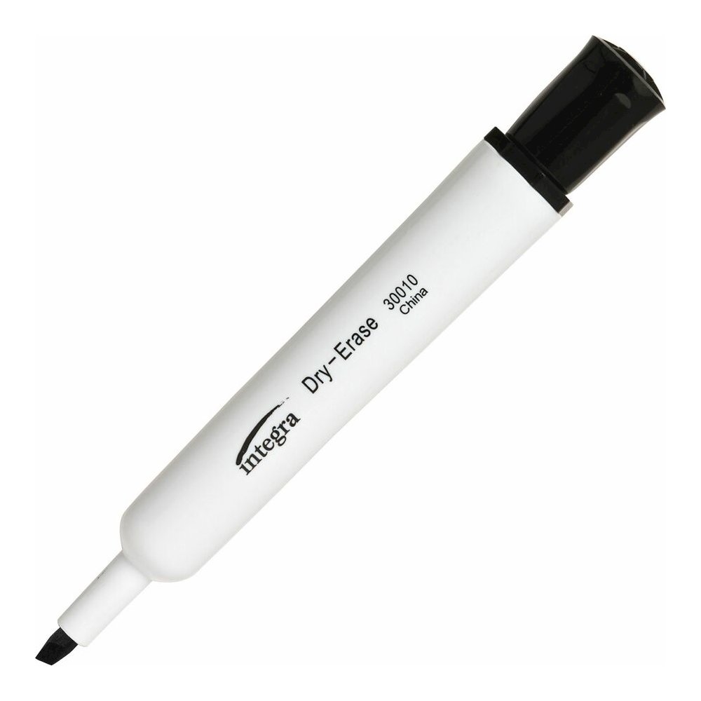 Integra Chisel Point Dry-erase Markers - Black Ink - Fiber Tip - Writing - 1 Dozen. Picture 7