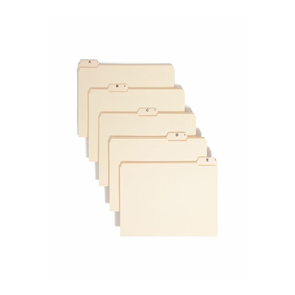 Smead 1/5 Tab Cut Letter Recycled Top Tab File Folder - 8 1/2" x 11" - 3/4" Expansion - Top Tab Location - Assorted Tab Position - 11 pt. - 2 Plys - Manila - 10% Recycled - 25 / Set. Picture 2