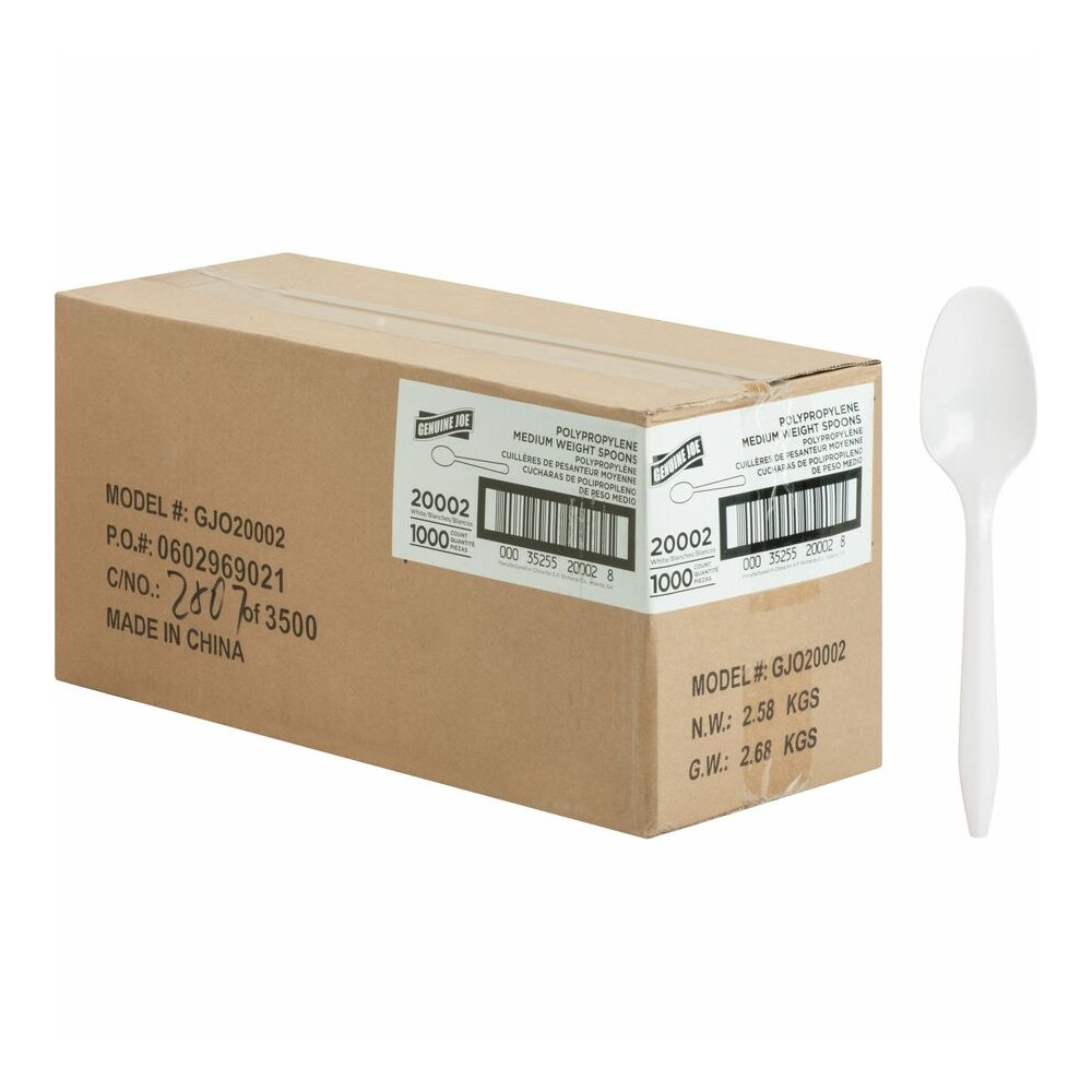 Genuine Joe Medium-weight Spoons - White - 1000 / Carton. Picture 6