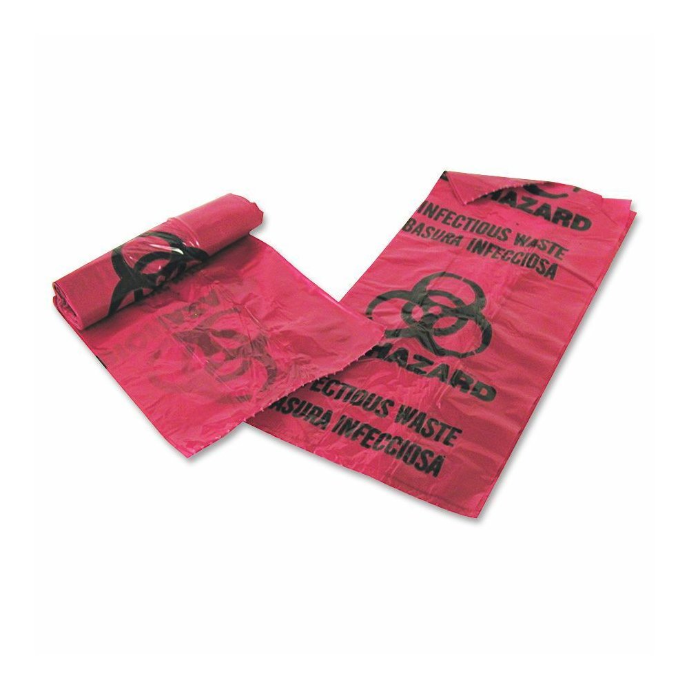 Medegen MHMS Infectious Waste Red Disposal Bags - 1 gal Capacity - 14" Length x 11" Width x 1.25 mil (32 Micron) Thickness - Red - Office Waste - 200 / Box. Picture 2