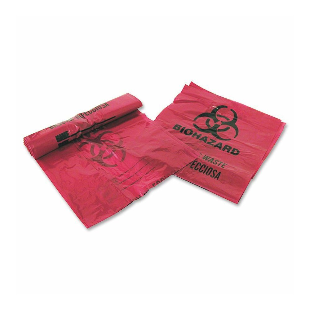 Medegen MHMS Infectious Waste Red Disposal Bags - 3 gal Capacity - 18.50" Length x 14" Width x 1.25 mil (32 Micron) Thickness - Red - Office Waste - 200 / Box. Picture 2