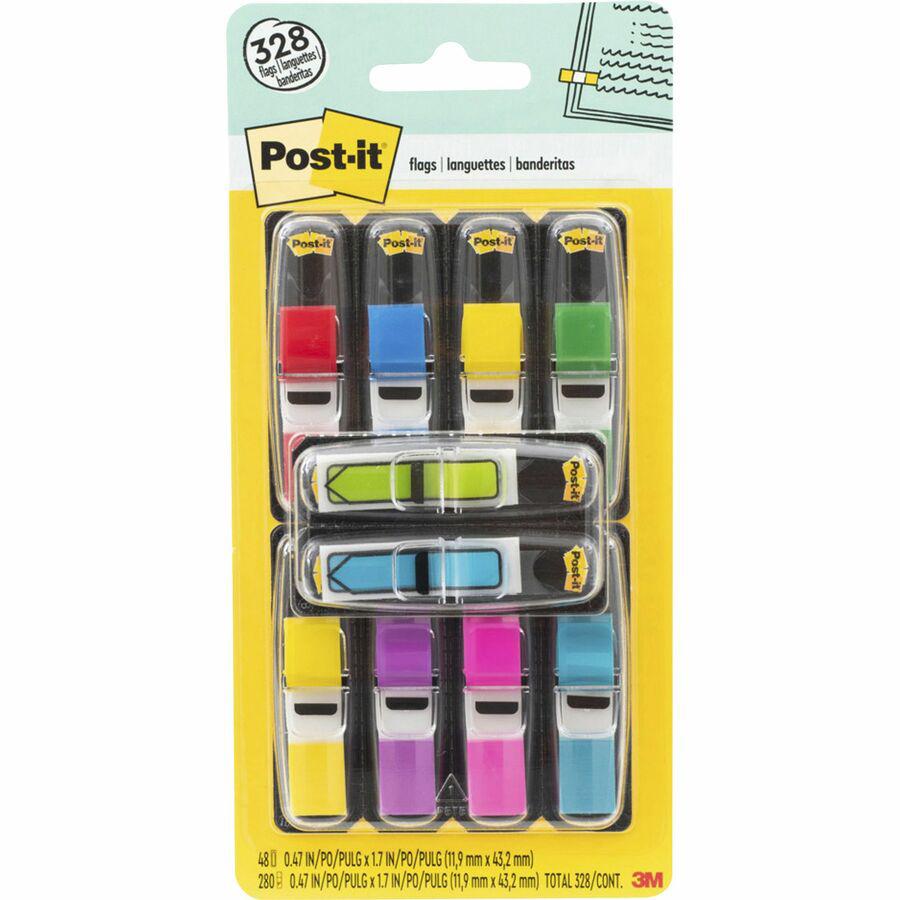 Post-it&reg; Flag Value Pack - 328 - 1/2" - Rectangle, Arrow - Unruled - Red, Blue, Yellow, Green, Purple, Pink, Blue, Red, Yellow - Removable, Self-adhesive - 280 / Pack. Picture 4