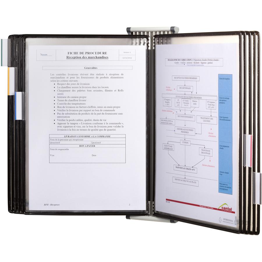Djois by Tarifold Wall-Mountable Antimicrobial Reference Display Unit - Support Letter 8.50" x 11" Media - Clear, Black - Metal - 1 Each. Picture 8
